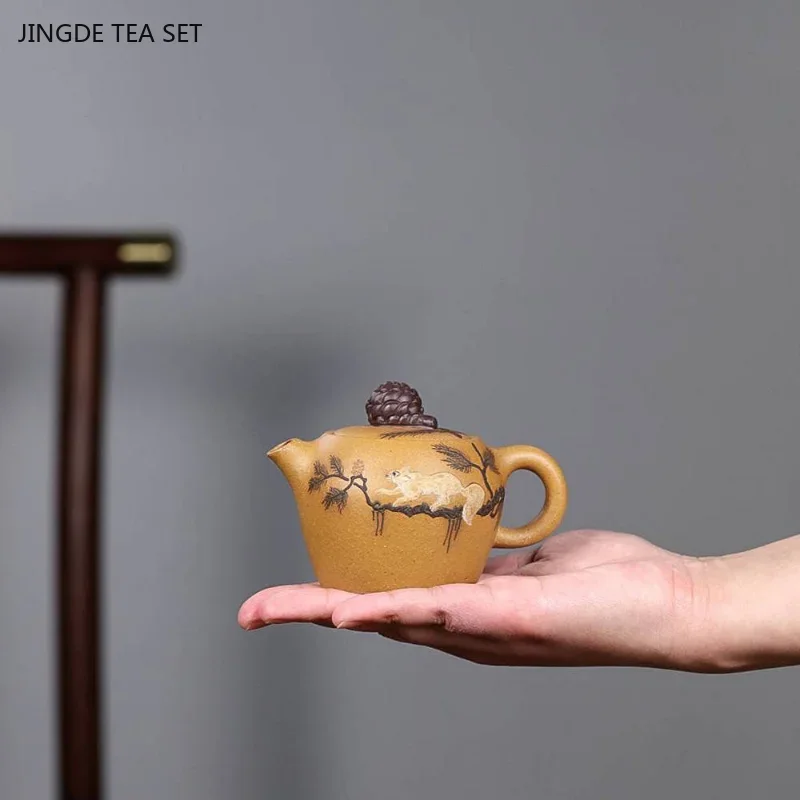 1PCS 180cc Yixing Famous Handmade Purple Clay Pot Original Mineral Yellow Section Household zisha Tea Set