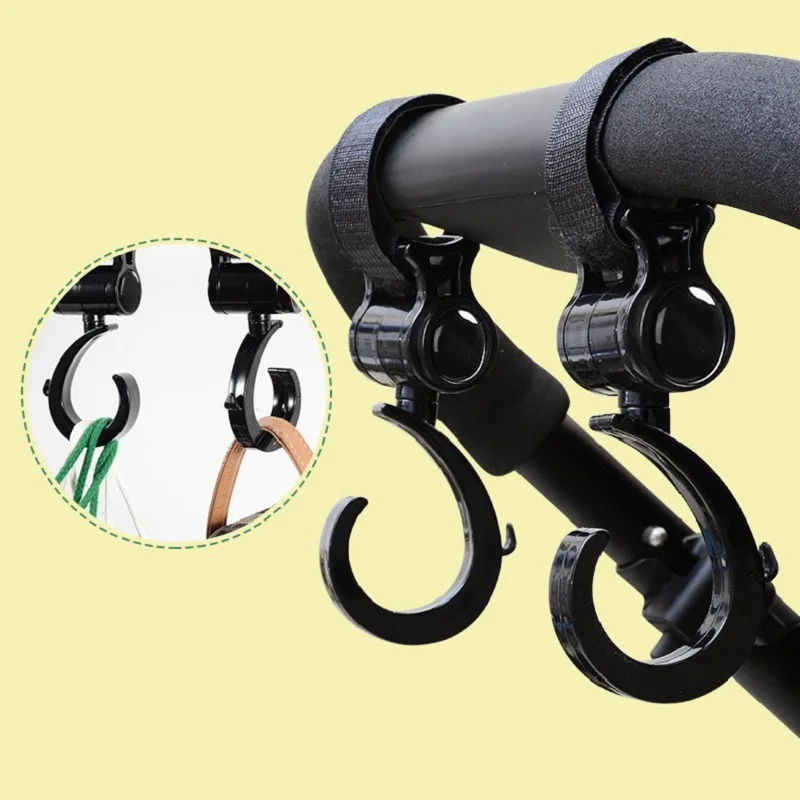 Baby Car Seat Accessories 2Pcs Baby Stroller Accessories Hook 360 Degree Rotating Stroller Hanging Hooks Bag Holder
