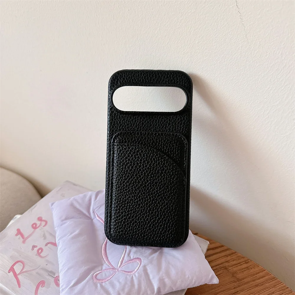 Leather Card Holder Wallet Phone Case with Shockproof Hard Shell Protective Cover