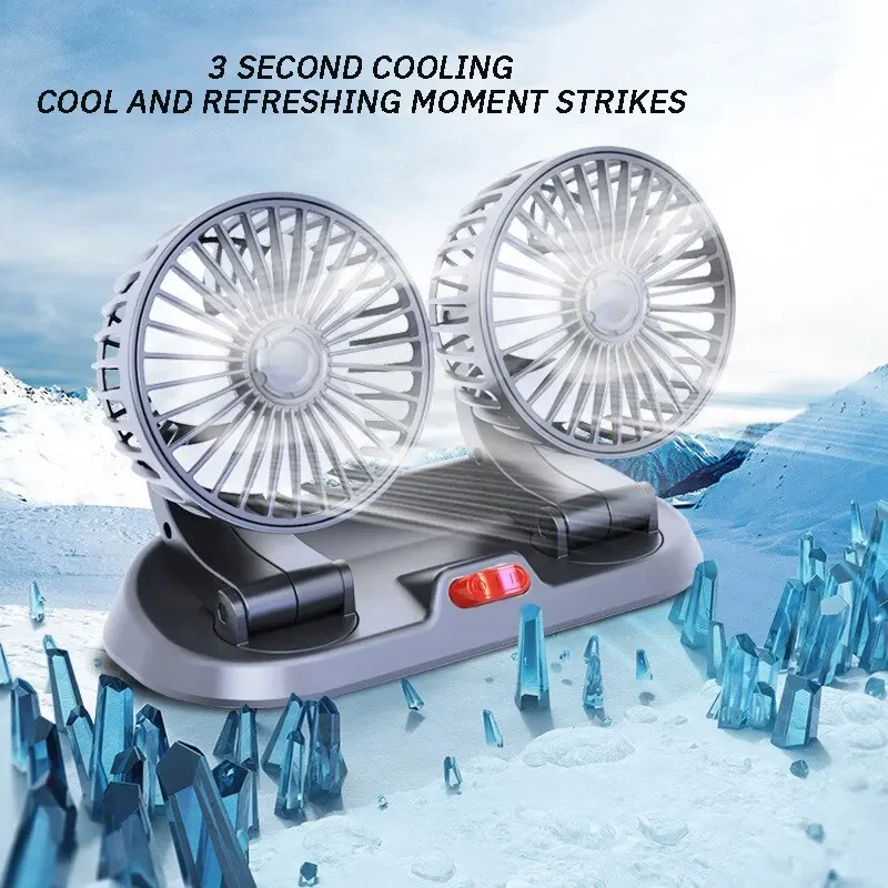 5V 12V 24V Car Fan Cooling Car Fan Dual Head Usb 2 Speeds Adjustable Auto Cooler Air Accessories Wind Regulation car fan