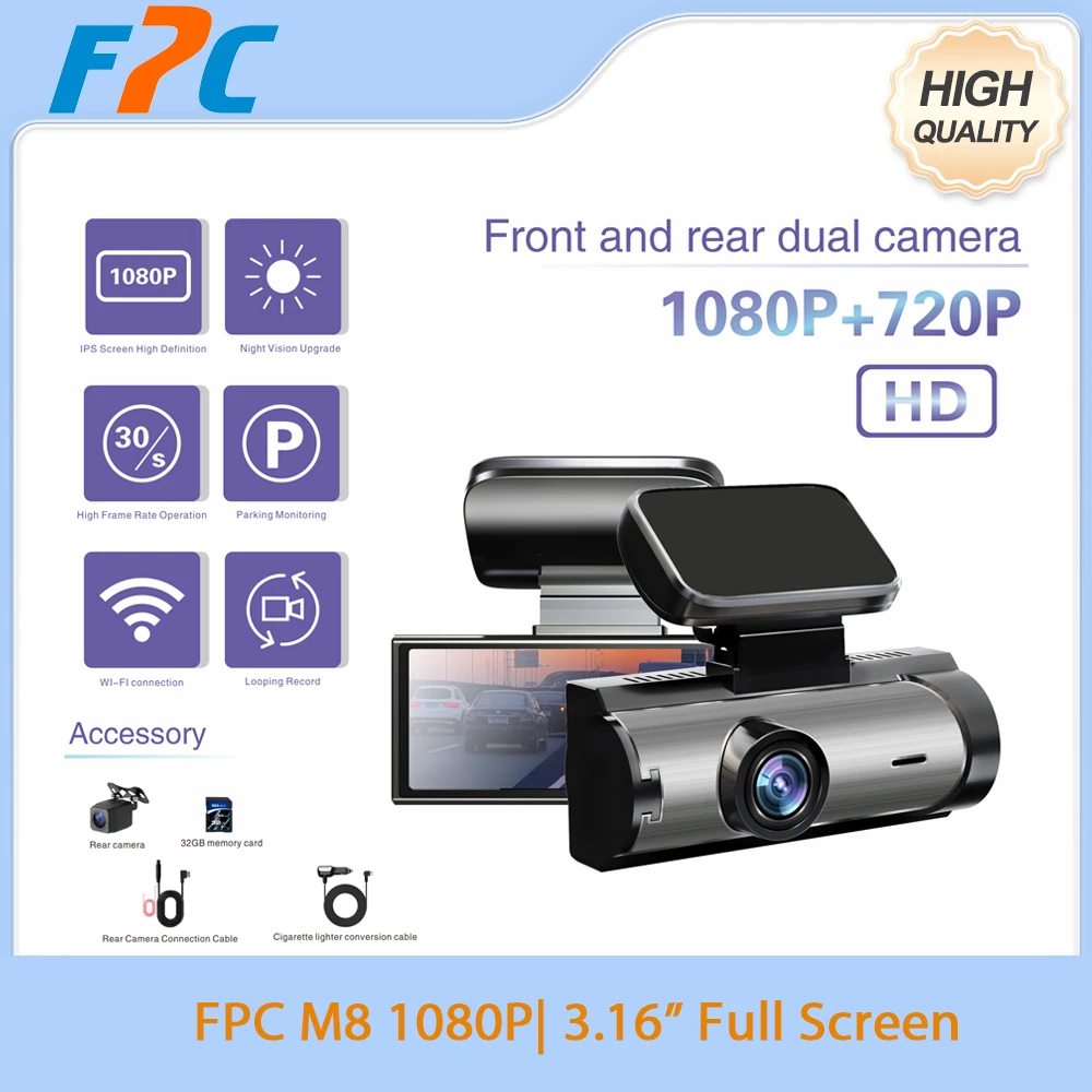 

FPC M8 Dash cam 1080P WIFI Recorder Crash Night Vision Car DVR with Rear View Camera for Vehicle Parking Monitor Loop Recording