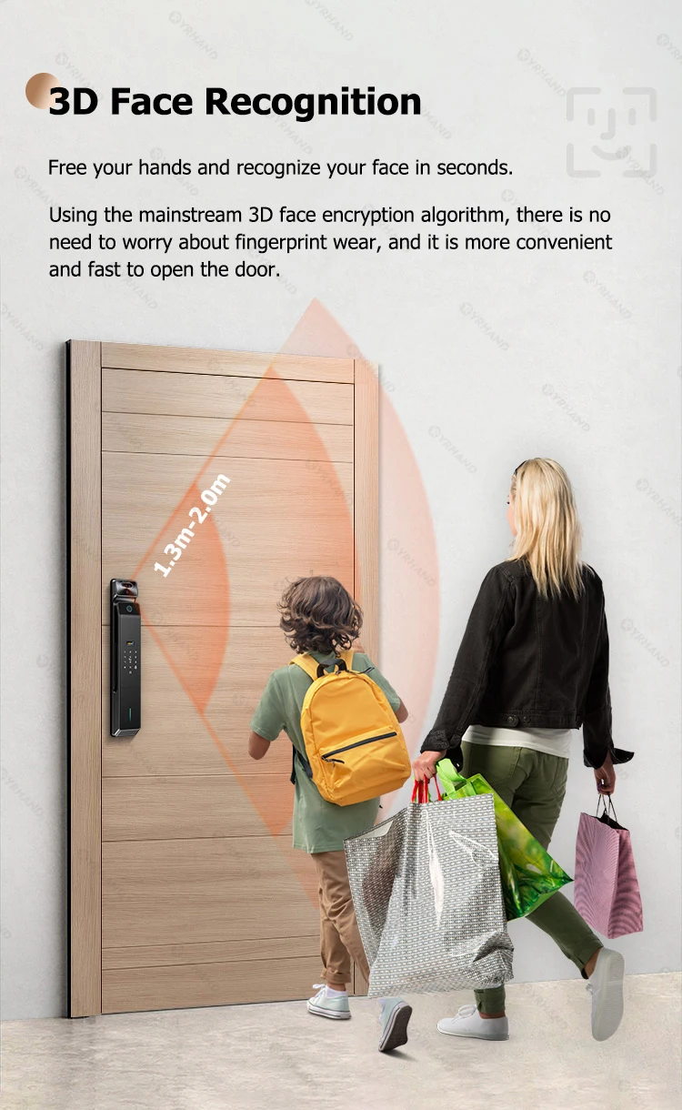 Real Time Intercom Palm Vein Recognition Intelligente Tuya Wifi  3DFace Unlock Outdoor Front Smart Digital Door Lock With Camera