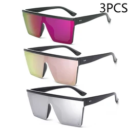 Chic Oversized Fashion Sunglasses for Women with Vibrant Frames (3PCSpurplepinksilver)