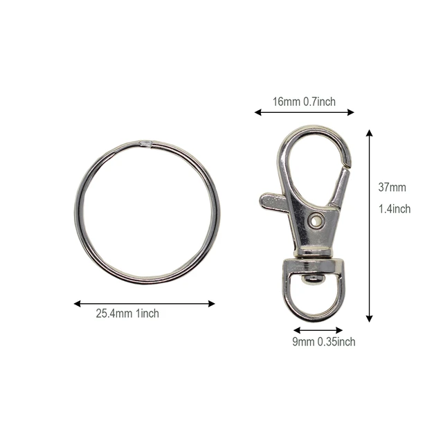 120PCS Premium Swivel Lanyard Snap Hook with Key Rings, Metal