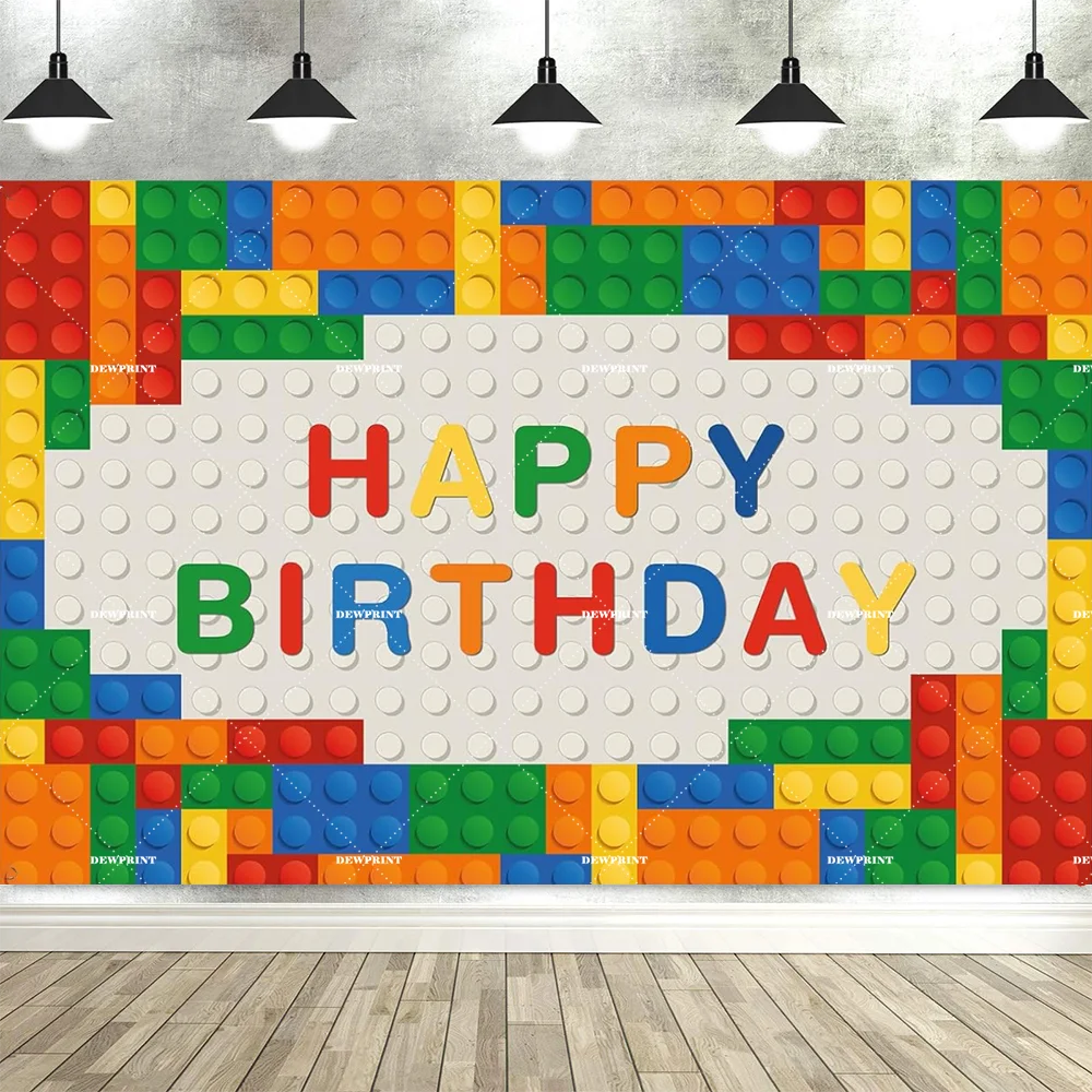 Vibrant Building Blocks Birthday Backdrop