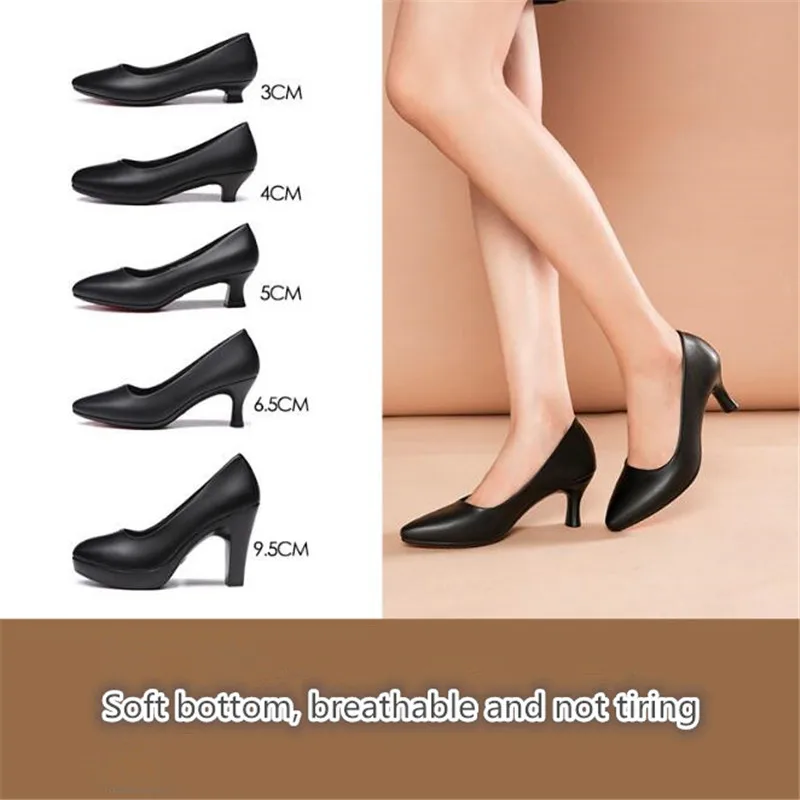 Genuine Leather Women High Heels Pumps 2023 New High Quality Shoes Classic Black High Heels Shoes for Office Ladies Shoes 34-42