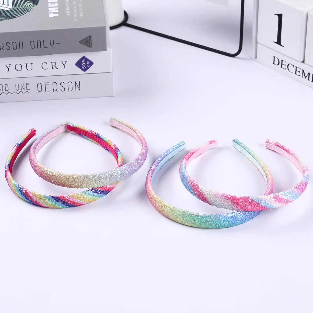 2022 Fashion Girl Glitter Headband Cute Headband Hairband Gradient Rainbow Love Star Headband Mermaid Kids Gift Hair Accessories accessoriesdoll baby accessories