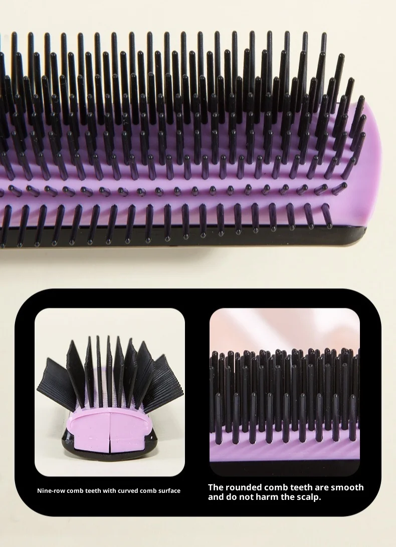 9-reihige Unisex-Haarbürste zum Entwirren, Denman Detangler-Haarbürste, Kopfhautmassagegerät, gerade, lockig, nass, abnehmbar, DIY-Haarkammbürste – Detail 4
