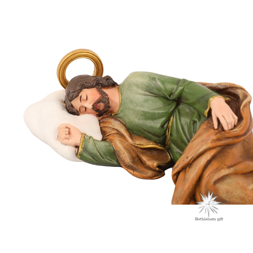 5.5cmH  Bethlehem Gifts Sleeping Saint Joseph Resin Statue Religious Sculpture Ornament Desktop Statue Home Office Decor