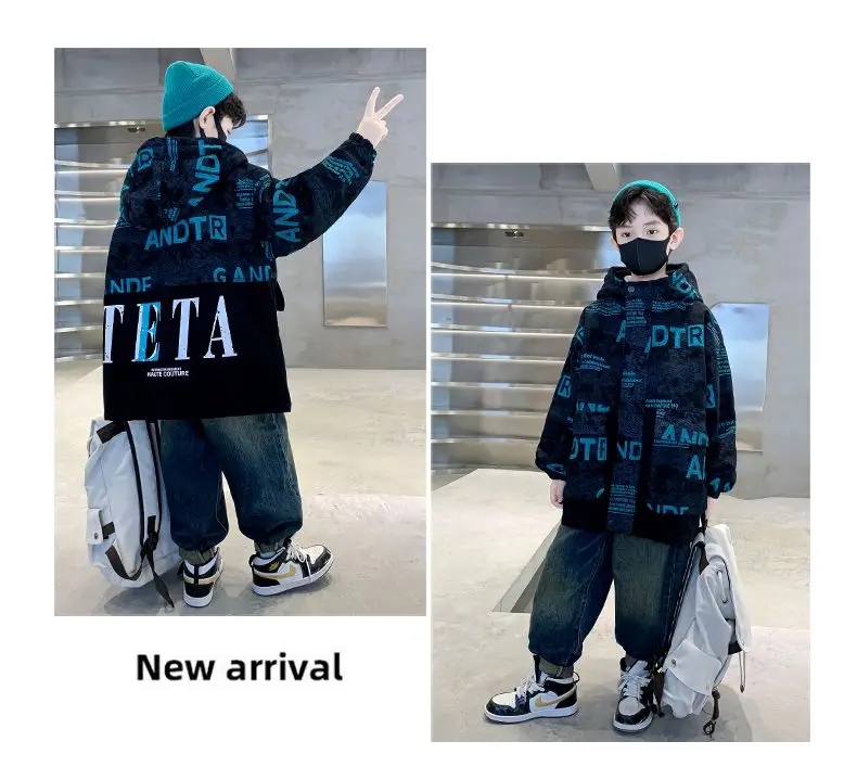 Teenage Boys Oversized Jacket for Autumn Winter New Children's Clothing Cotton Jacket with Thick Fleece Big Boy Parka 방설복