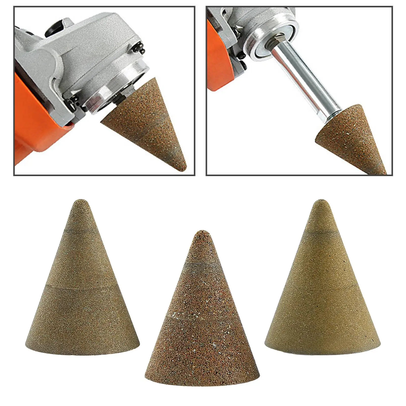 3 Pieces Grinder Stone Power Cone Metalworking Step Drill Accs 50 100 200 Grit for Angle Grinder M10 Thread Drill Bit Sharpener