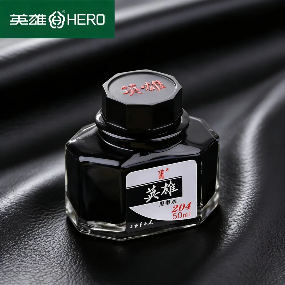 히어로 메탈 만년필 204 블루-블랙 잉크 50ml 병 클래식 막힘 방지 잉크 펜 이상적인 학교 사무실 드로잉 부드러운 필기