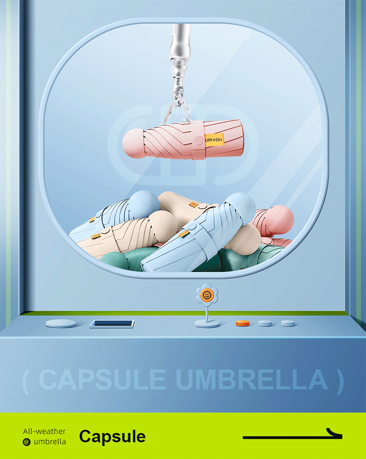 Description Picture 3 of itemCapsule Umbrella Folding Lightweight Mini Umbrella Sunny and Rainy Dualuse UV Protection Umbrella Mini Five-fold Umbrella New