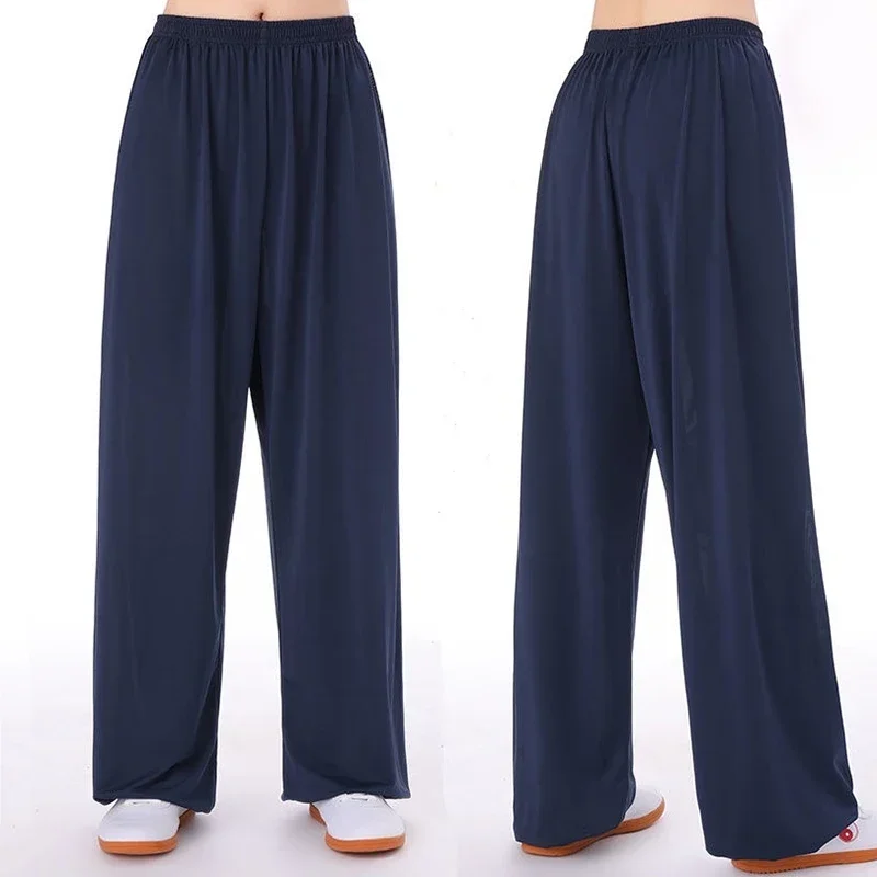 Tai Chi Clothing Pants Unisex Tai Chi Pants Ice Silk Morning Exercise Summer Plus Size Loose Bloomers Practice Martial Arts Pant martial art trousers tai chi trousers
