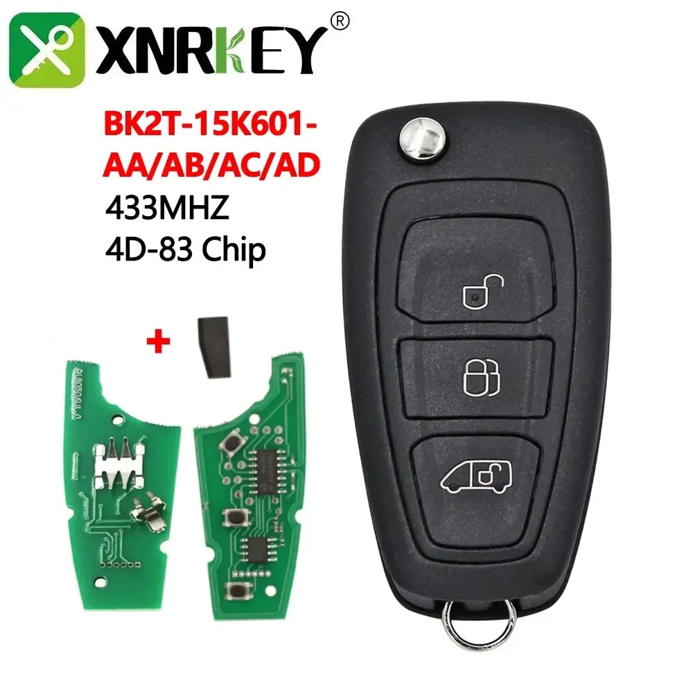 Xnrkey Per Ford Tourne Transit Custom 2015 2016 Chiave Per Auto 3 Pulsanti Chiave A Distanza Per Auto 4 D83 Chip 433Mhz Fcc Bk2T-15K601-Aa/Ab/Ac/Ad