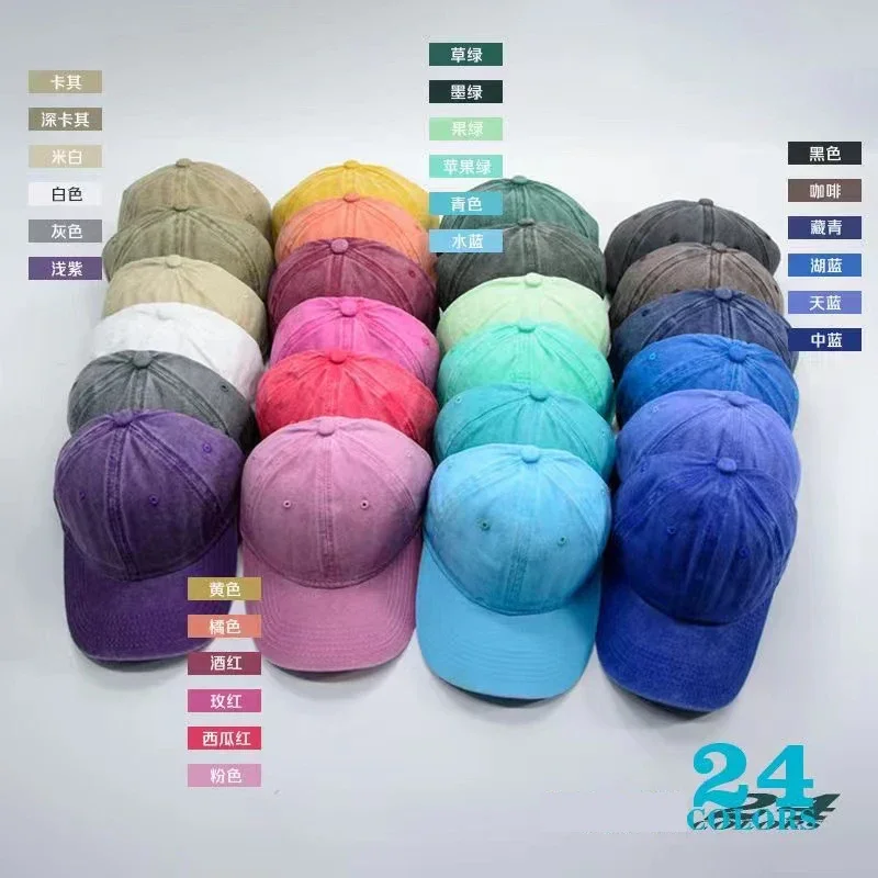 

20 Colors 2023 New Vintage Men Washed Cotton Baseball Cap Customized Logo Print Women Sun Hat Spring Summer Snapback Dad Hat