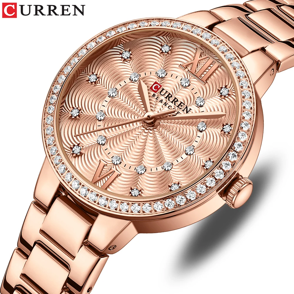 CURREN العلامة التجارية جديد السيدات الأصلي ساعة فاخرة مقاوم للماء الفولاذ المقاوم للصدأ ساعة كوارتز رياضية رسمية السيدات 1