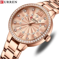 CURREN العلامة التجارية جديد السيدات الأصلي ساعة فاخرة مقاوم للماء الفولاذ المقاوم للصدأ ساعة كوارتز رياضية رسمية السيدات 1