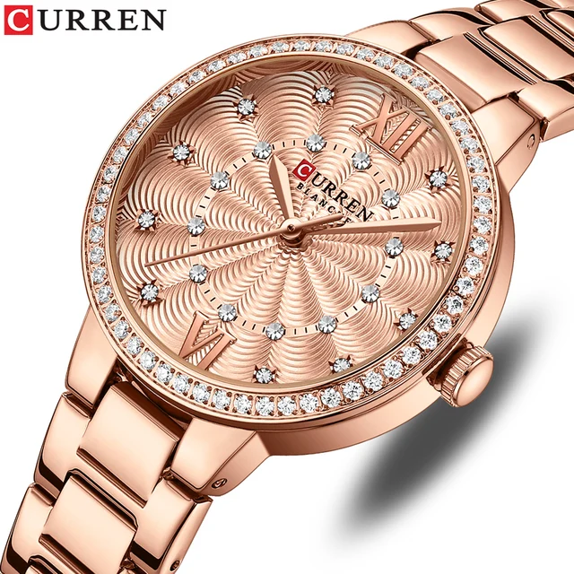 CURREN العلامة التجارية جديد السيدات الأصلي ساعة فاخرة مقاوم للماء الفولاذ المقاوم للصدأ ساعة كوارتز رياضية رسمية السيدات 1