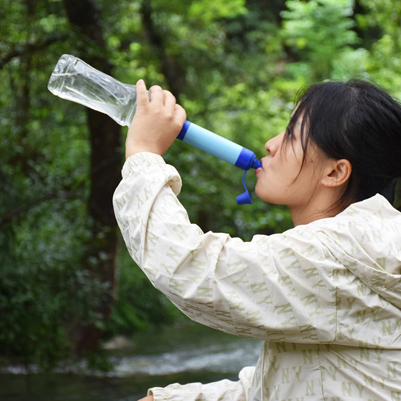 Outdoor Mini Water Filter Straw Camping Purification Portable Hiking Water Purifier for Survival or Emergency Supplies 1Set