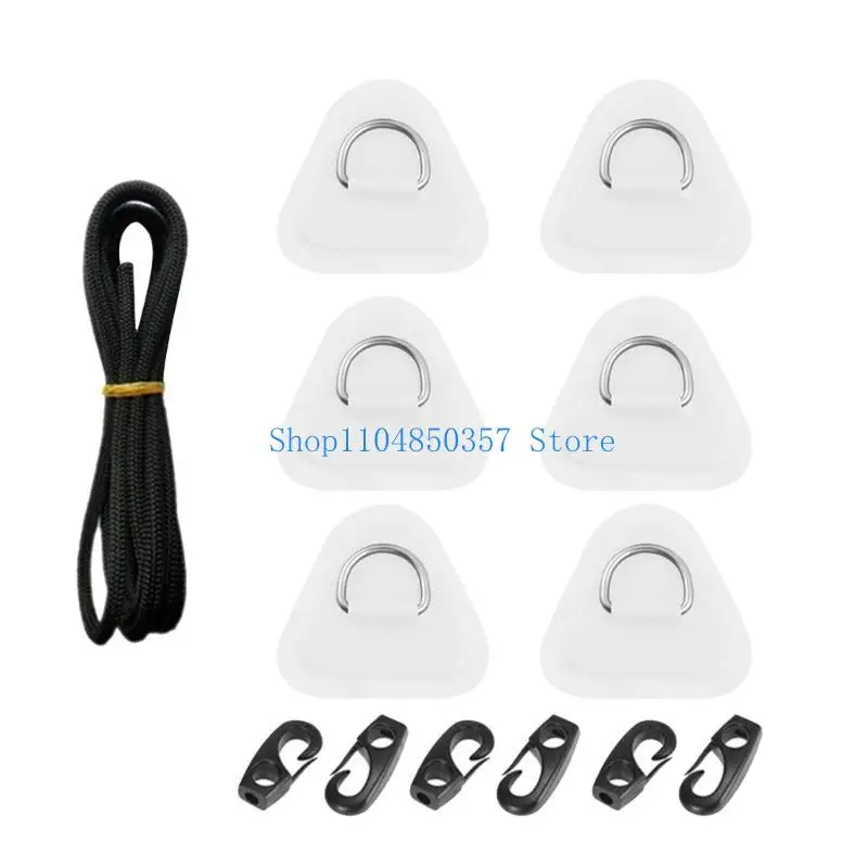 652F 6Pcs 풍선 보트 용 스테인레스 D-링 패치 카약 서핑 보드 패들 보드 카약 D-링 패드 스탠드 업 패들 보드