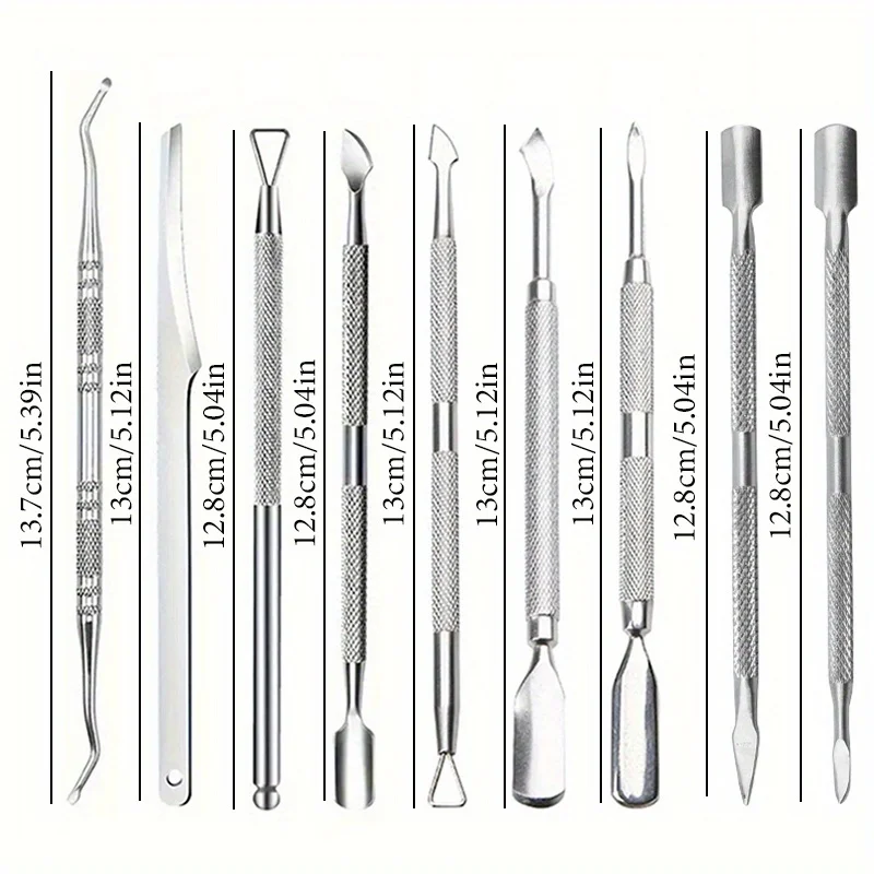 Cuticle Pusher Multicolor Double-ended Stainless Steel Dead Skin Push Remover For Pedicure Manicure Nail Art Cleaner