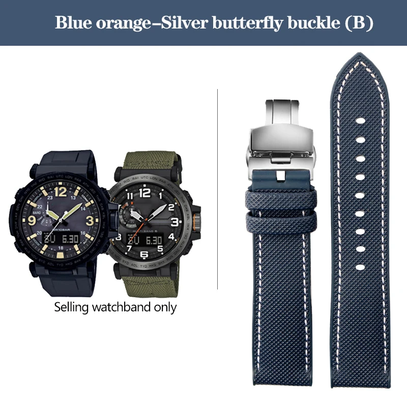 Durable Nylon Rubber Bottom Sports Watchband - 24mm Canvas Silicone Strap