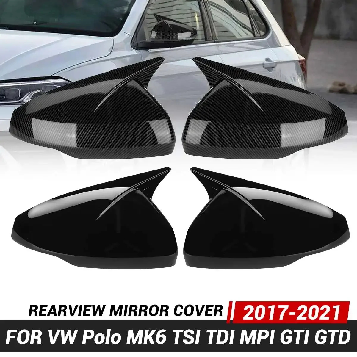 

Чехол для зеркала заднего вида Carbon Look для Volkswagen, VW, Polo, MK6 TSI, TDI, мпай, GTI, GTD 2017-2021