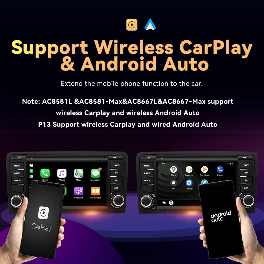 Android 14 128GB inalámbrico Carplay Android Auto reproductor de Radio para coche para Audi A3 2 8P 2003-2013 8 Core navegación GPS Multimedia DSP 2