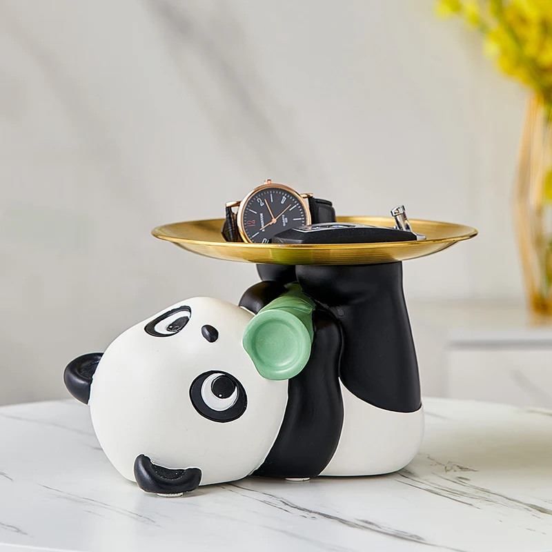 

Creative Panda Trays Figurines Storage Containers Home Decoration Living Room Table Ornaments Accessories for Interior Gifts