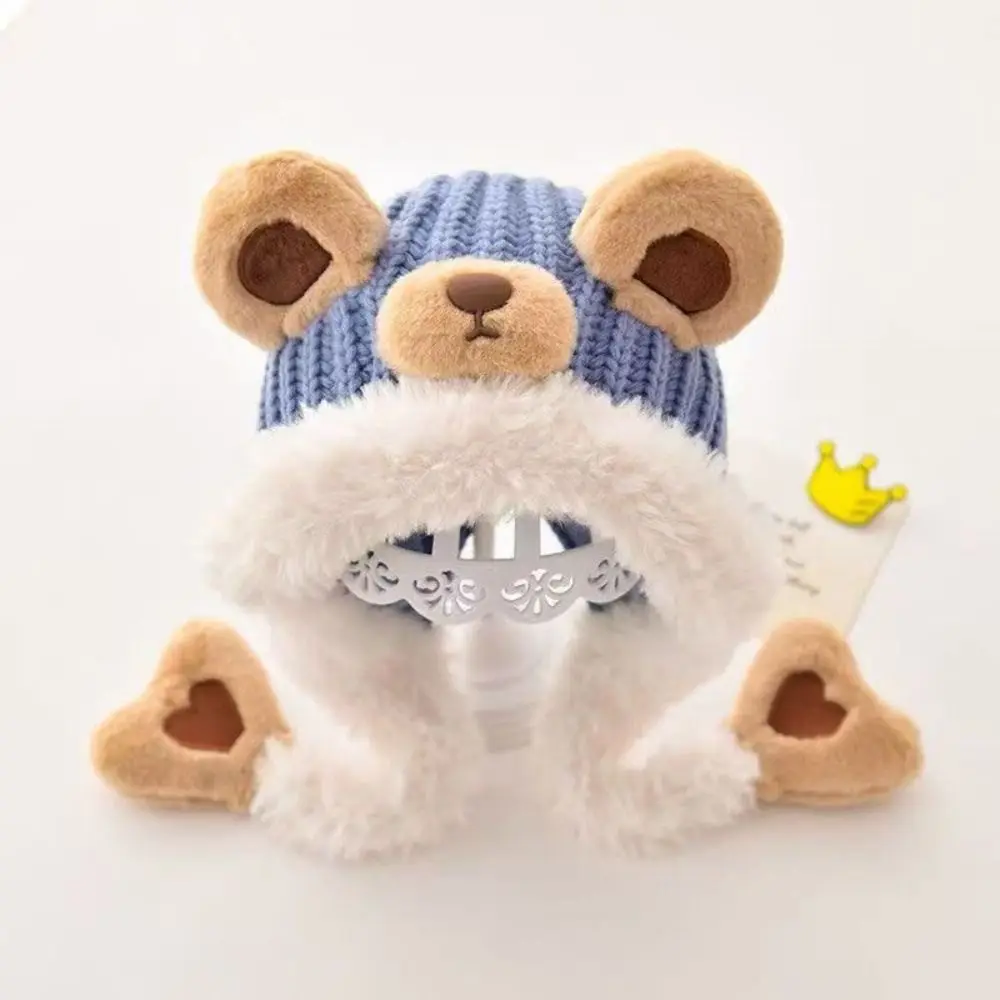 Kawaii Cartoon Beanie Caps Thickened Bear Children's Pullover Hats Coldproof Comfortable Knitted Warm Hat Autumn and Winter