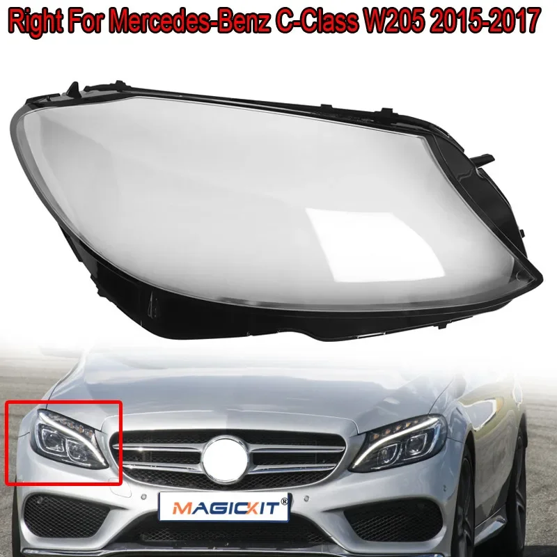 

MagicKit 1X Right Headlight Lens Cover For Benz W205 C180 C200 C260L C280 C300 2015-2017