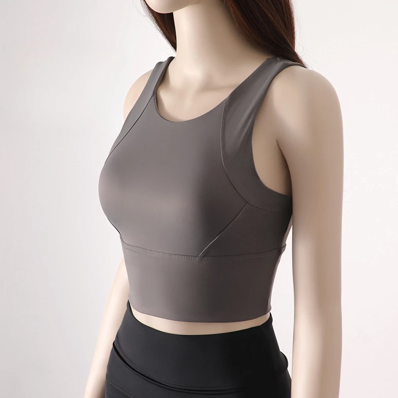 طقم حمالة صدر رياضية للنساء ، بلوزة يوجا ، رقبة دا...