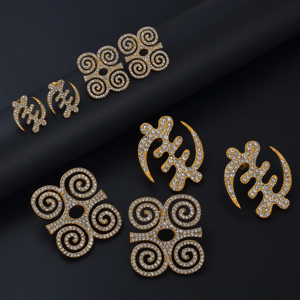 Anniyo African Symbol Earrings With Stone Dwennimen Gye Nyame Stud Earrings Ethnic Jewelry #371606 2