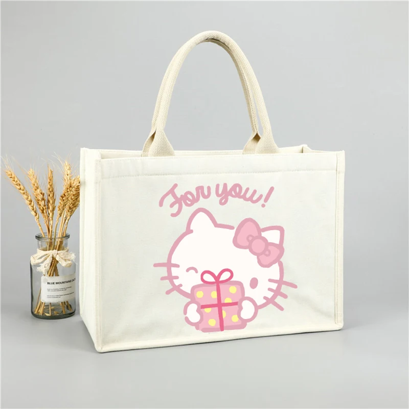 

Hellokitty Sanrio Kawaii Anime Portable Canvas Package Cute Cinnamoroll My Melody Cartoon Cotton Cloth Tote Bag Gifts for Girls
