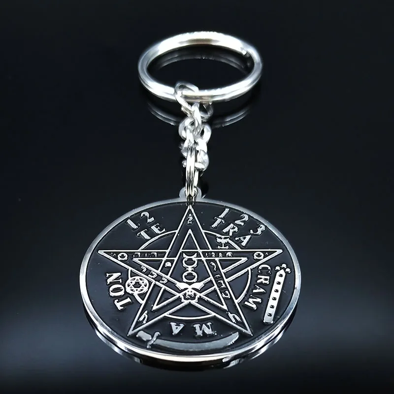 Hexerei Tetragrammaton Pentagramm Edelstahl Schlüsselanhänger Hebräisch Gesegnet Lord Shem Schlüsselanhänger Wicca Pentagramm Schmuck K948S06 – Detail 5