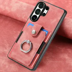 Leather Wallet Phone Case with Card Holder - Samsung S26 FE (Pink)