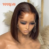 Lagos – perruque Bob Lace Frontal Wig naturelle, cheveux lisses, courts, blond foncé, 13x4 HD, sans colle, pre-plucked, prêt à porter 3