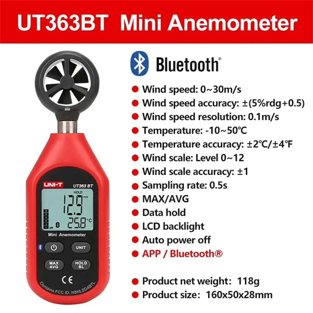 Anémomètre Numérique LCD Portable - Mesure Vitesse Du Vent, Débit D'air, Station Météo Basique