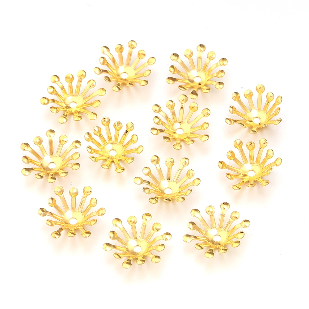 100 Stück 13mm Blumen-Perlenkappen Metall-Eisen-Abstandhalter-Perlen Endkappen für Schmuckherstellung DIY Armbänder Halsketten Dekoration Zubehör – Detail 7