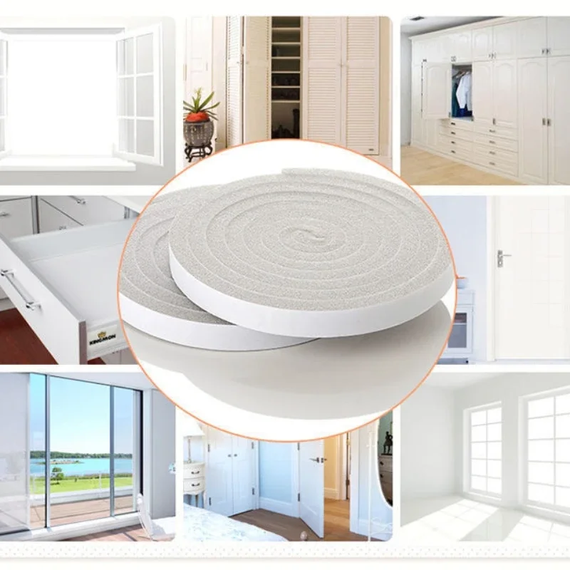 2M/4M Self-Adhesive Door Window Sealing Strip Weather Stripping Soundproof Windproof Dustproof Seal Sponge Foam Insulation Tape
