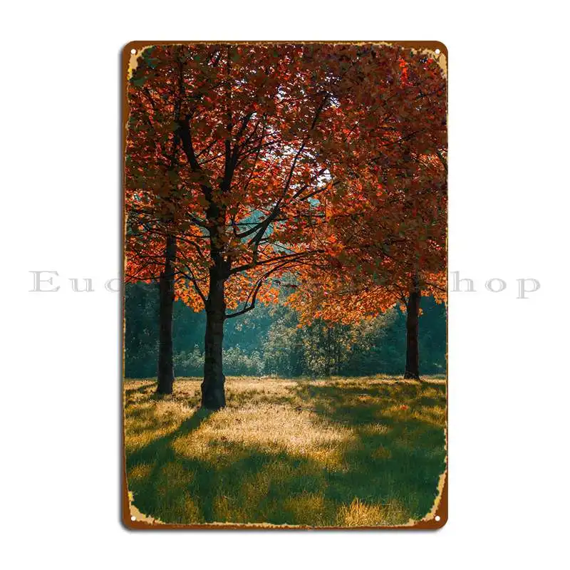 

Плакат с изображением дерева в парке осени, металлический плакат с изображением таблички, забавного паба, росписи, кинотеатра, жестяной плакат
