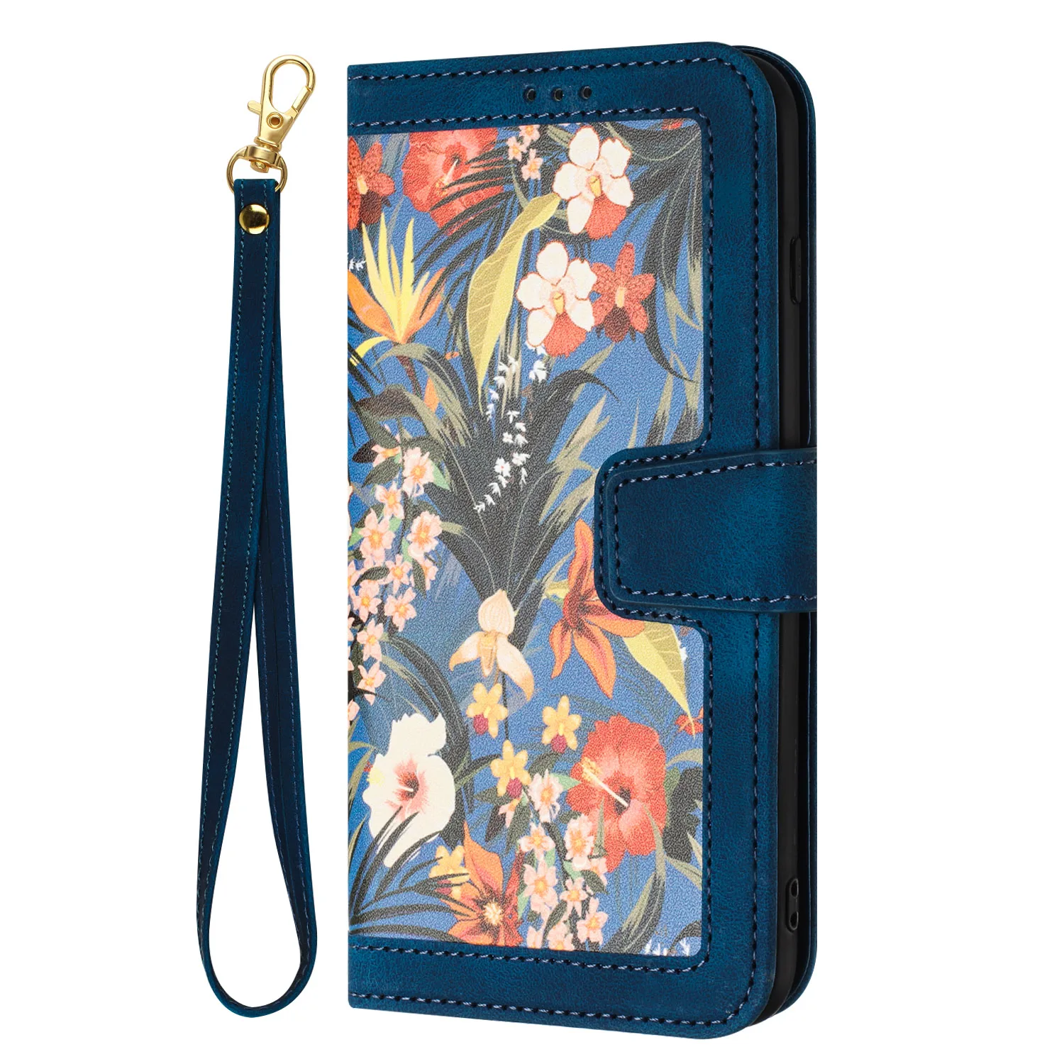 Floral Flip Cover Phone Wallet Case - Elegant Book-Style Design