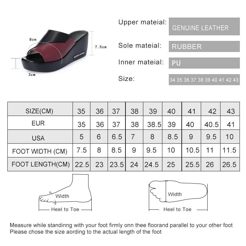 AIYUQI woman platform flip flops 2024 new summer women genuine leather slipper high heel shoes big size 41 42 43 women slipper