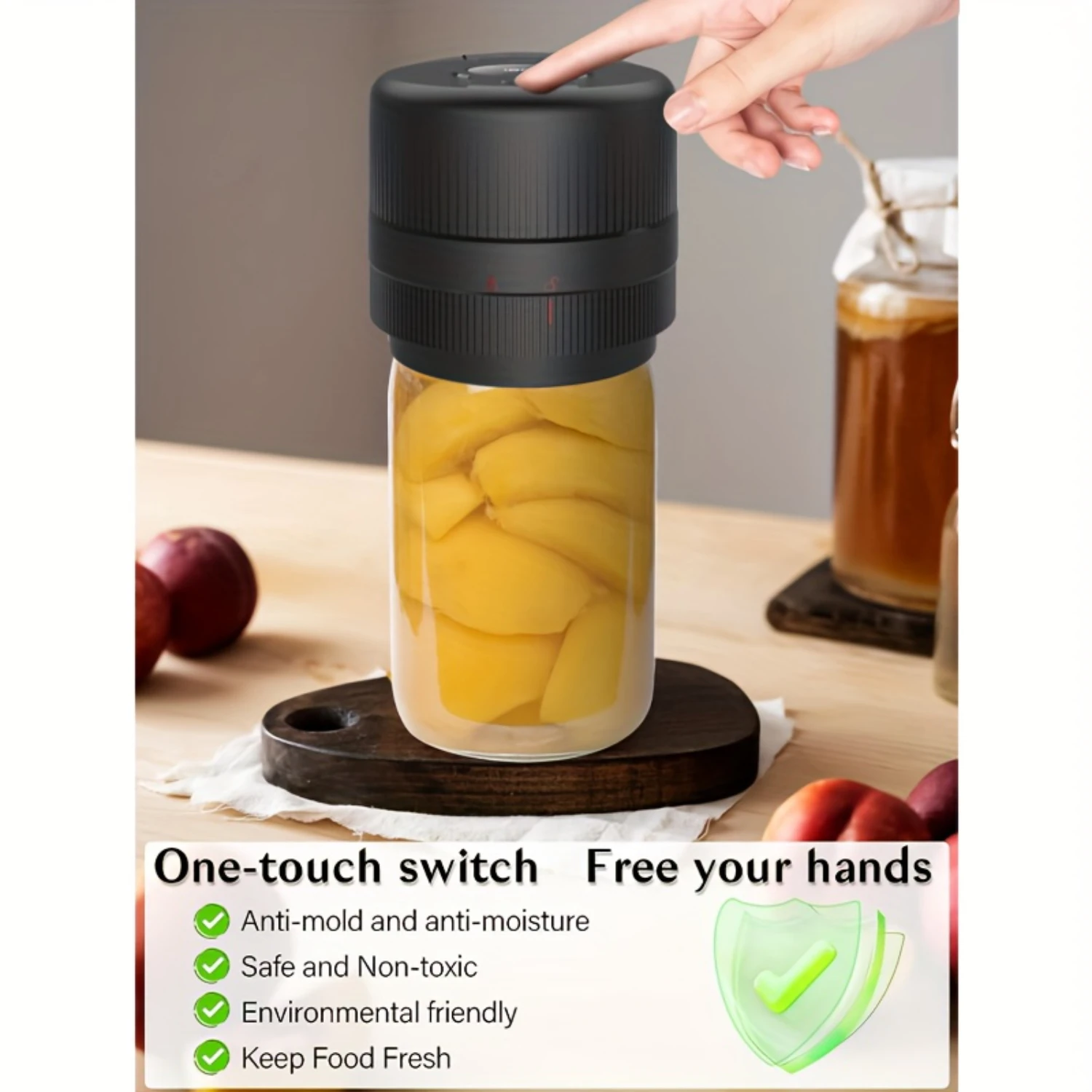 1pc, Mason Jar Vacuum Sealer, Cordless Vacuum Sealer Kit For Wide Mouth And Regular Bore, Mason Jars For Food Storage And Ferme