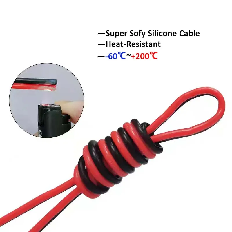 Fio de Energia Elétrica Resistente ao Calor, Cabo de Silicone Super Macio, 22AWG, 5m, 10m, 50m, 100m, 2Pin, Bateria, Carro, Inversor, Luz do Motor