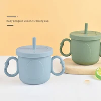 1PCS Baby Feeding Silicone Cups For Infants And Young Children Portable Learning Hand Shank Drinking Water Cups Baby Stuff