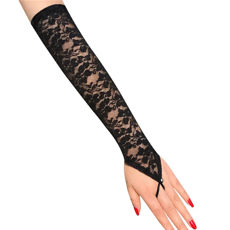 Lace Applications Beaded Bridal Gloves Ivory/White/Black/Red Long Elbow Length Fingerless Wedding Gloves Bride Accessories lace gloves,wedding dress gloves,wedding sleeve accessories