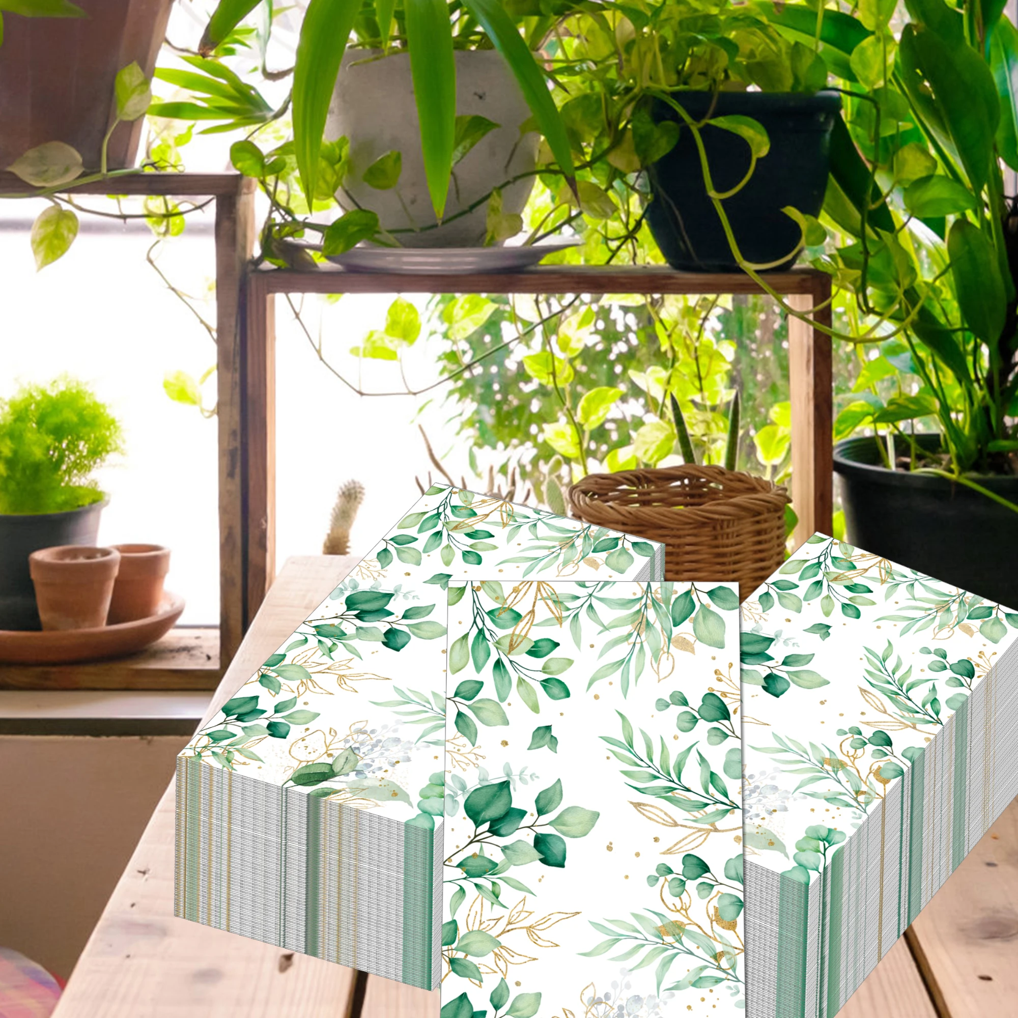 

20pcs/set Cartoon Hawaii Wedding Eucalyptus Plant Leaf Table Tissues Birthday Disposable Party Tableware Paper Serviette Napkins