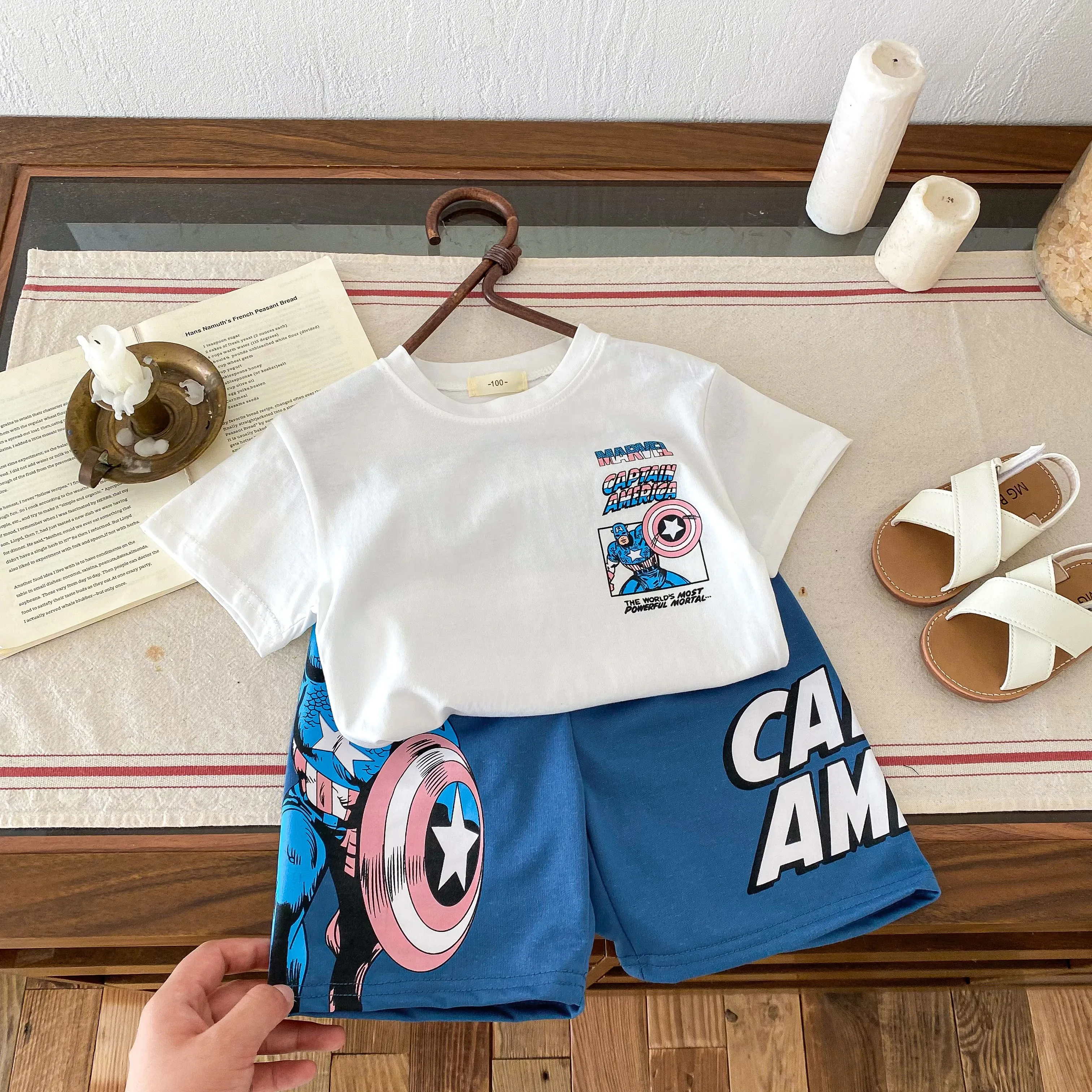 Children's Clothing Children's Short Sleeved Boys And Girls Summer Cartoon Fashion Baby Trend Set Short Sleeved Shorts Set 4